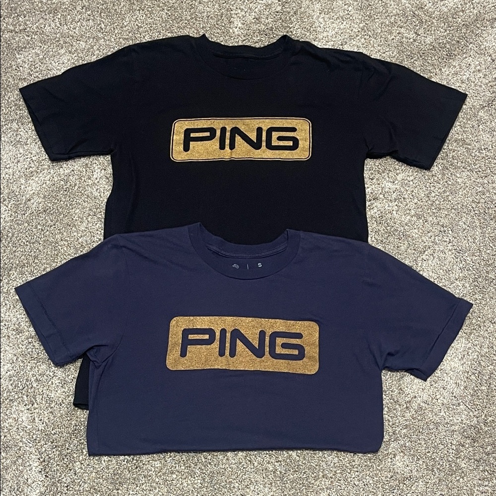 2 PING Black and Navy Short Sleeve Tees